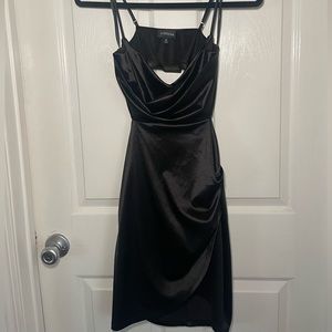 LOVESOME | Satin Black Mini Dress with back cut-out
